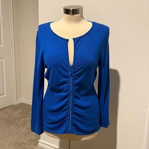 Camille La Vie Blue Ruched Cardigan